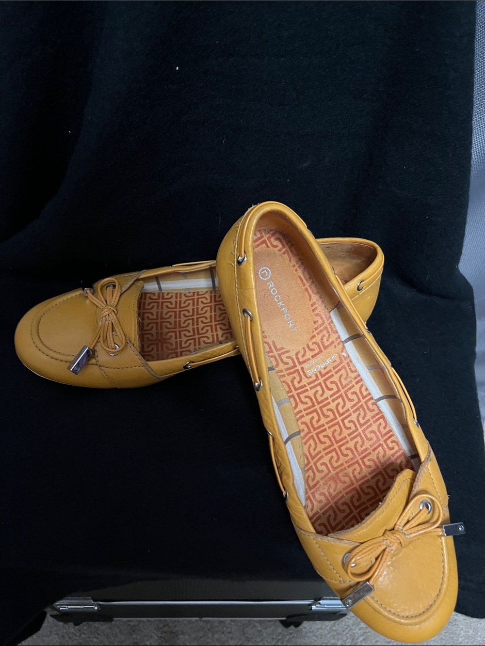 Rockport Mustard Leather Bow Driving Loafers